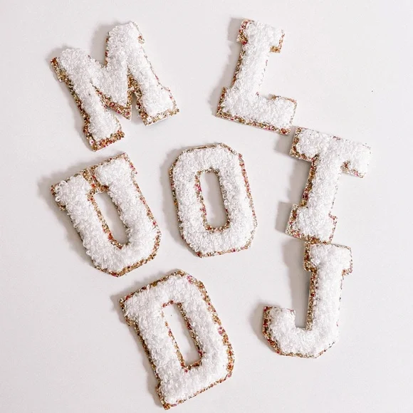 Purple Monogram Gold Glitter Chenille Letter Patch - Picture 2 of 6